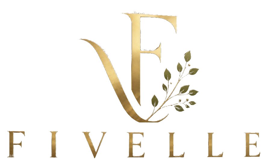 Fivelle — original gold monogram with botanical leaves and wordmark