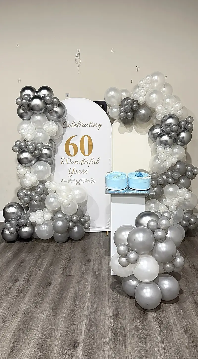 Refined silver and white event installation