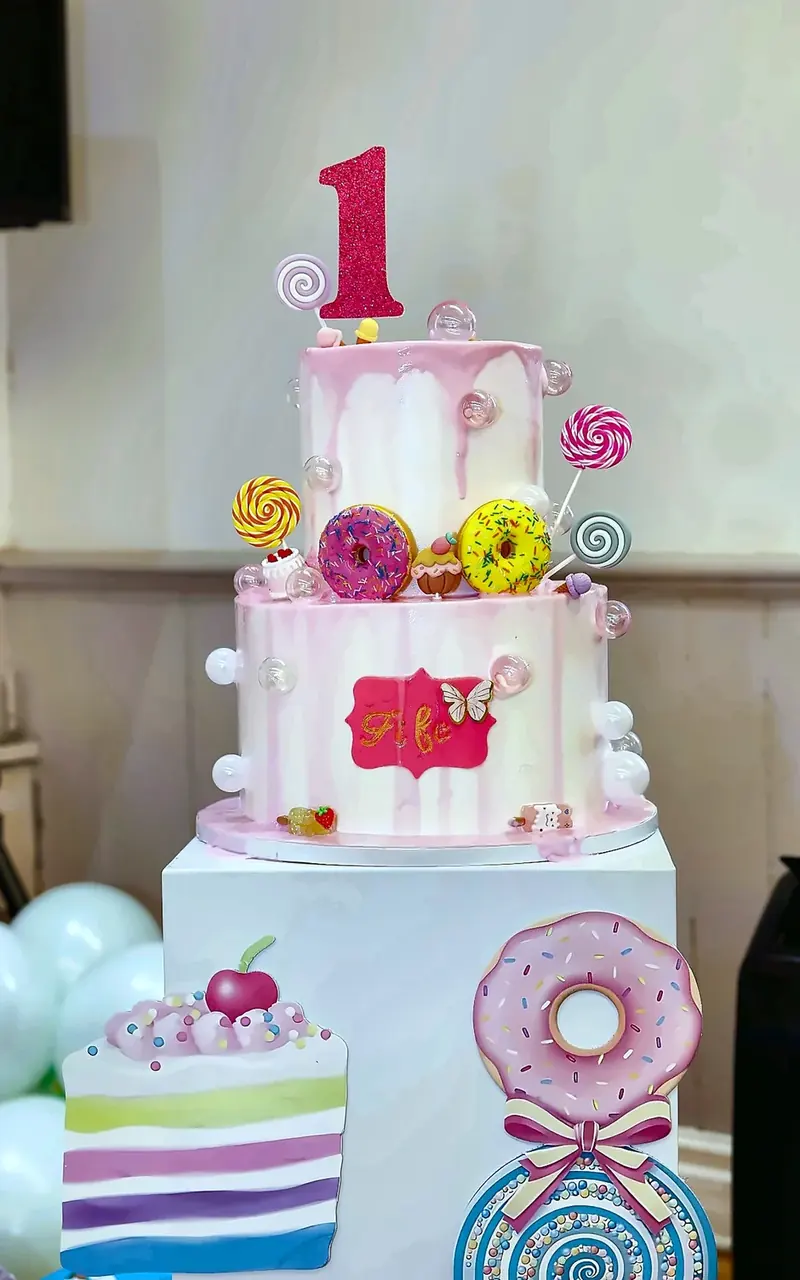 Candy inspired first birthday cake